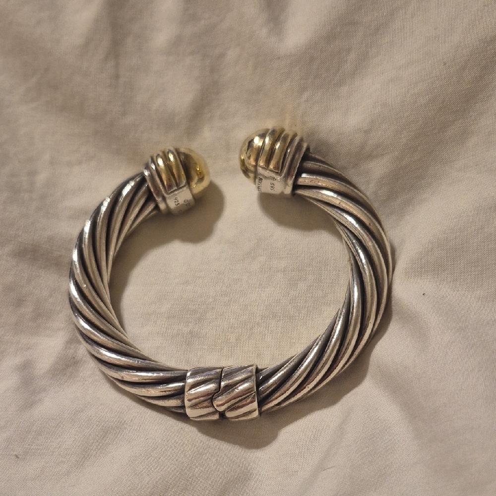 David Yurman Silver and Gold Cable Bracelet